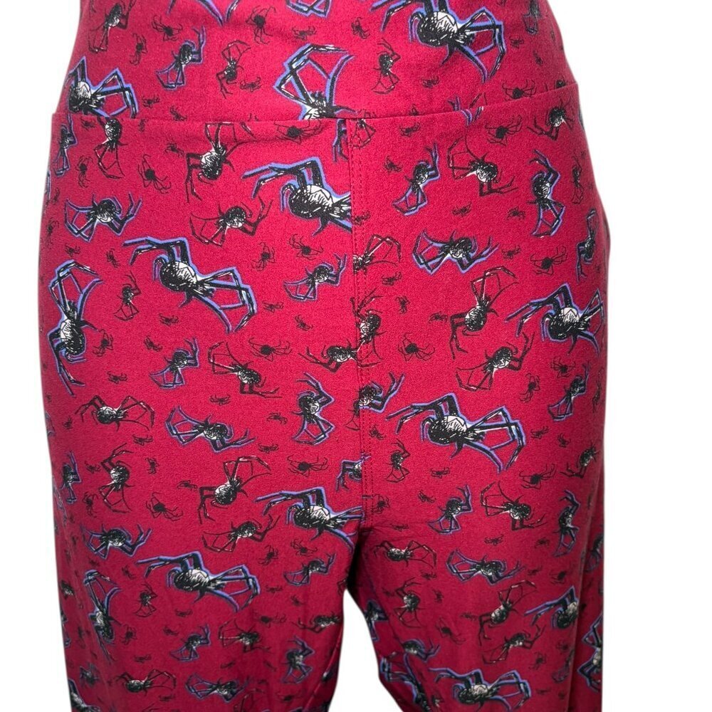 LuLaRoe TC Spider Print Burgundy Leggings NWT Halloween Stretchy - Picture 5 of 6
